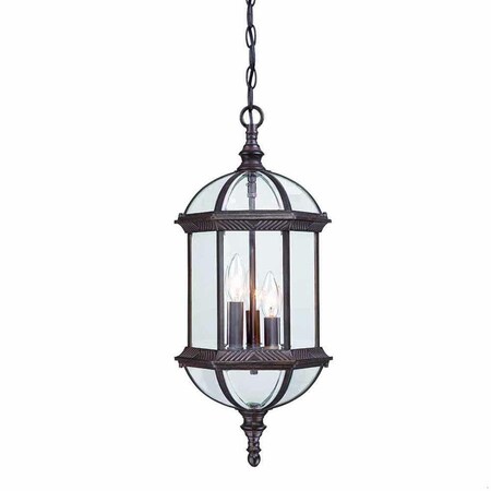 Homeroots Dover 3-Light Burled Walnut Hanging Light 398007